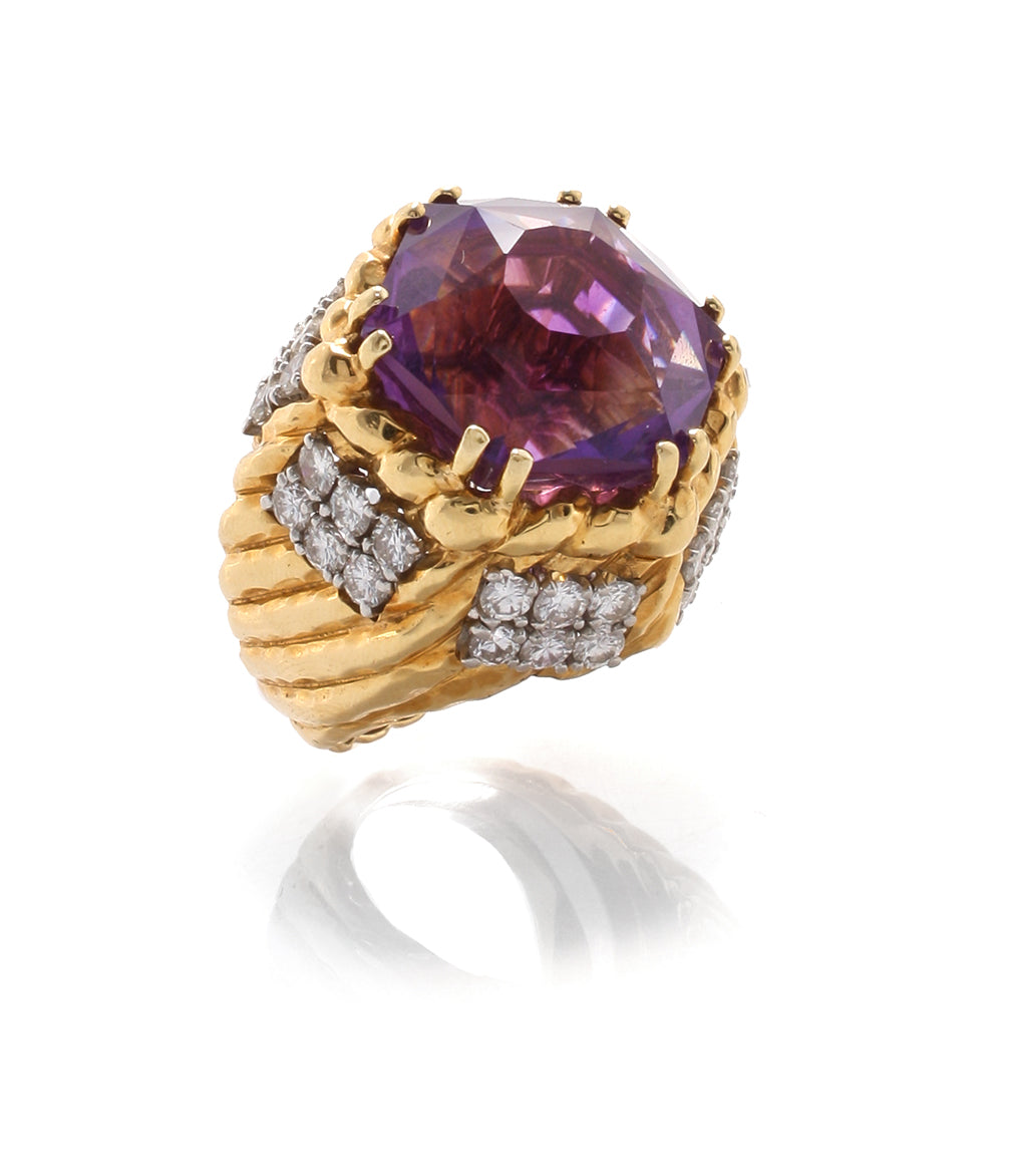 DAVID WEBB, Amethyst Ring, Diamonds