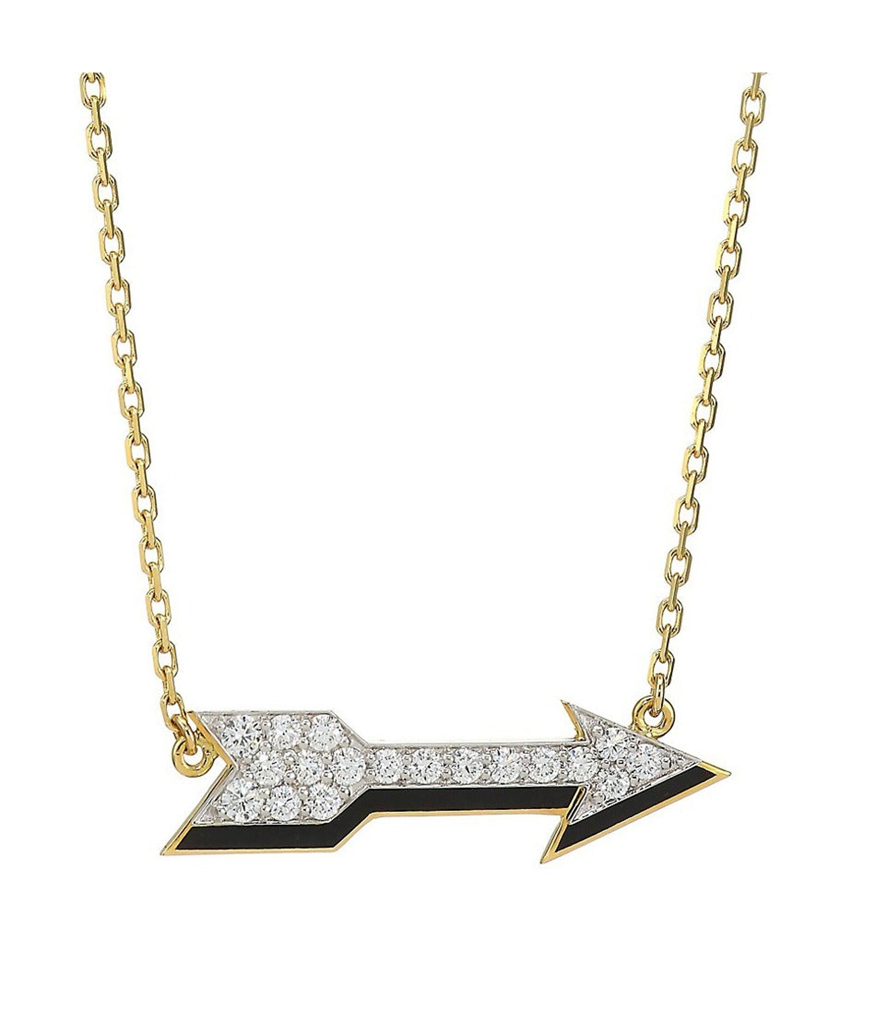 David Webb Workshop, Arrow Necklace, Black Enamel