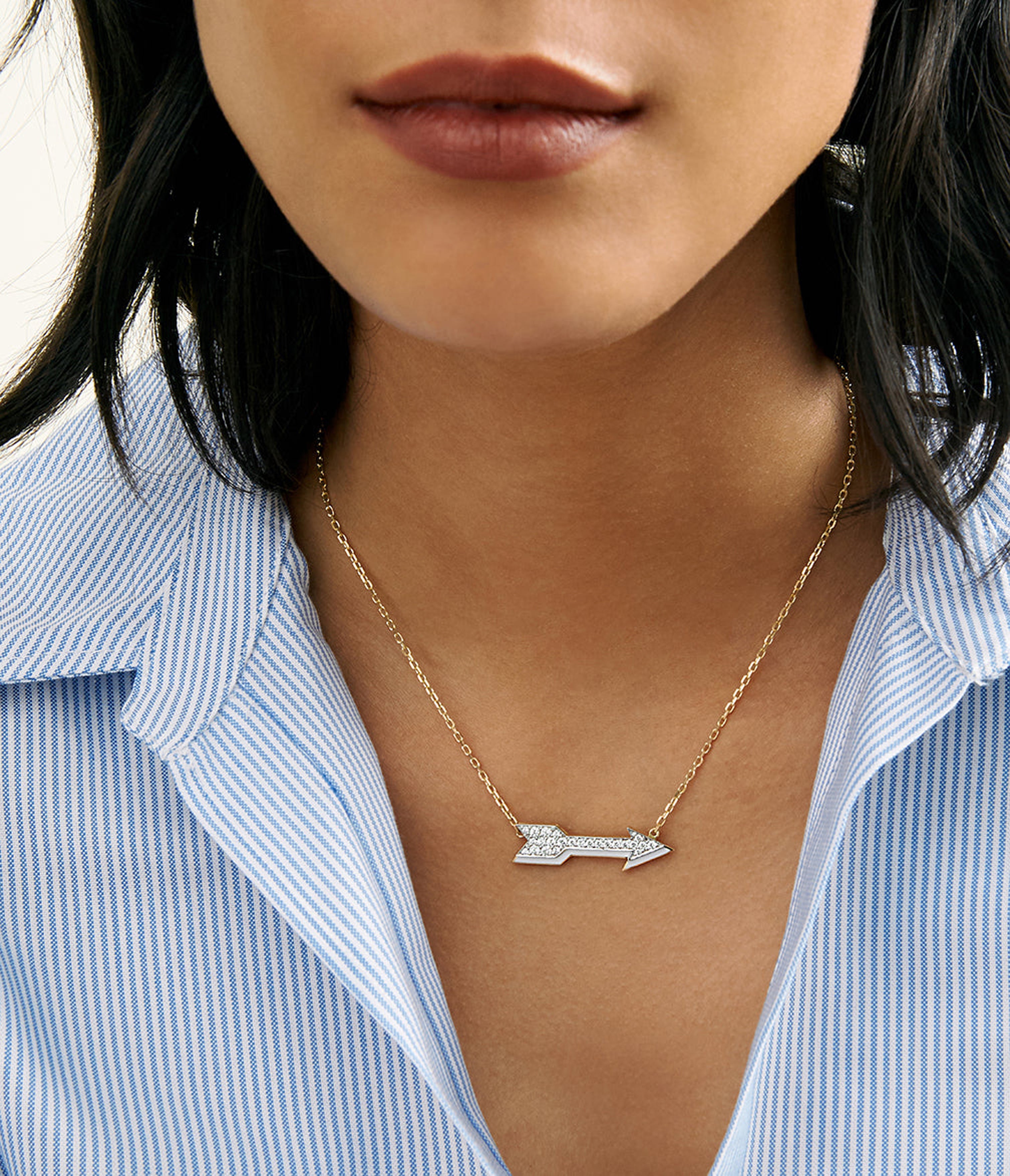 David Webb Workshop, Arrow Necklace, White Enamel