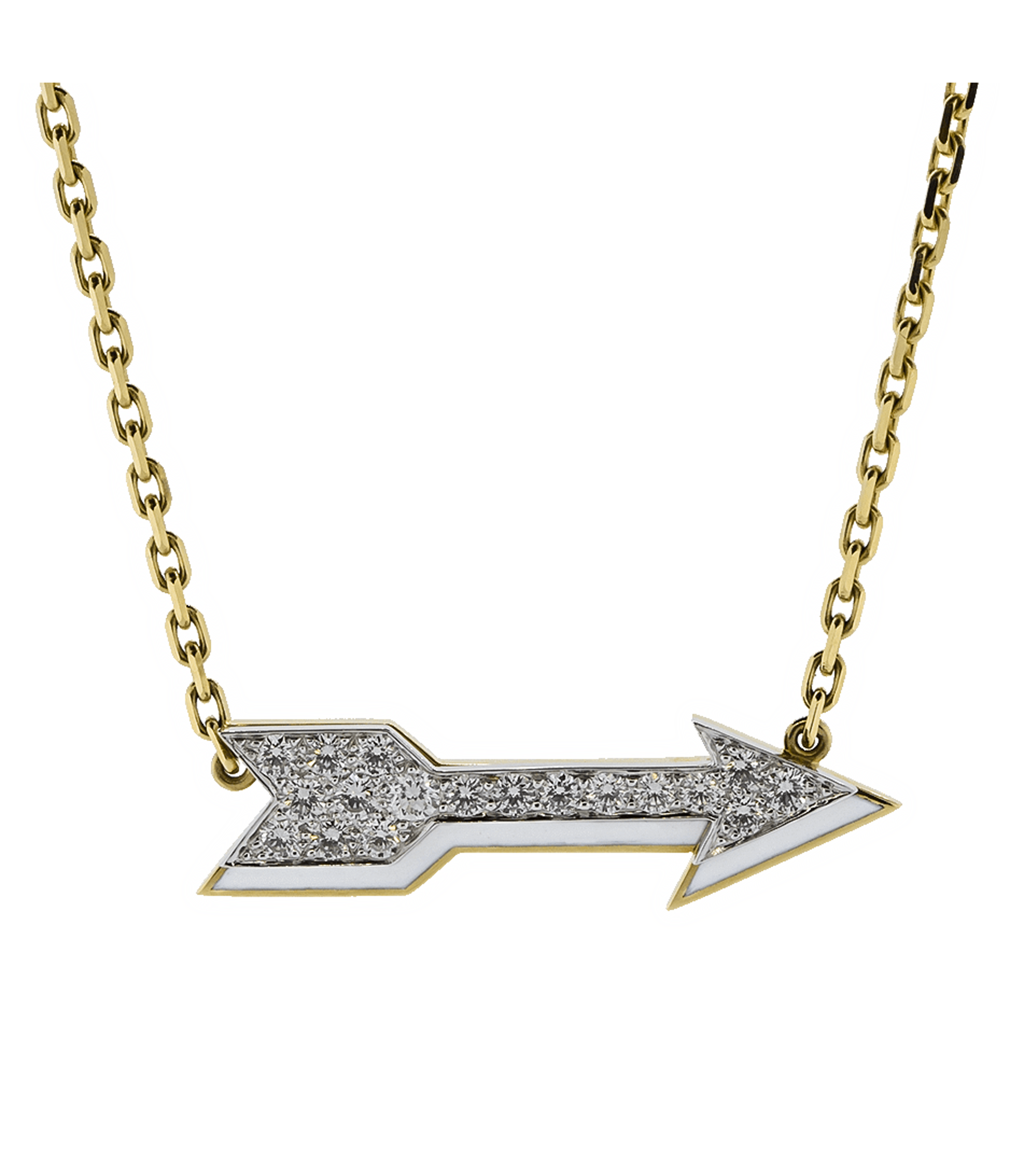 David Webb Workshop, Arrow Necklace, White Enamel