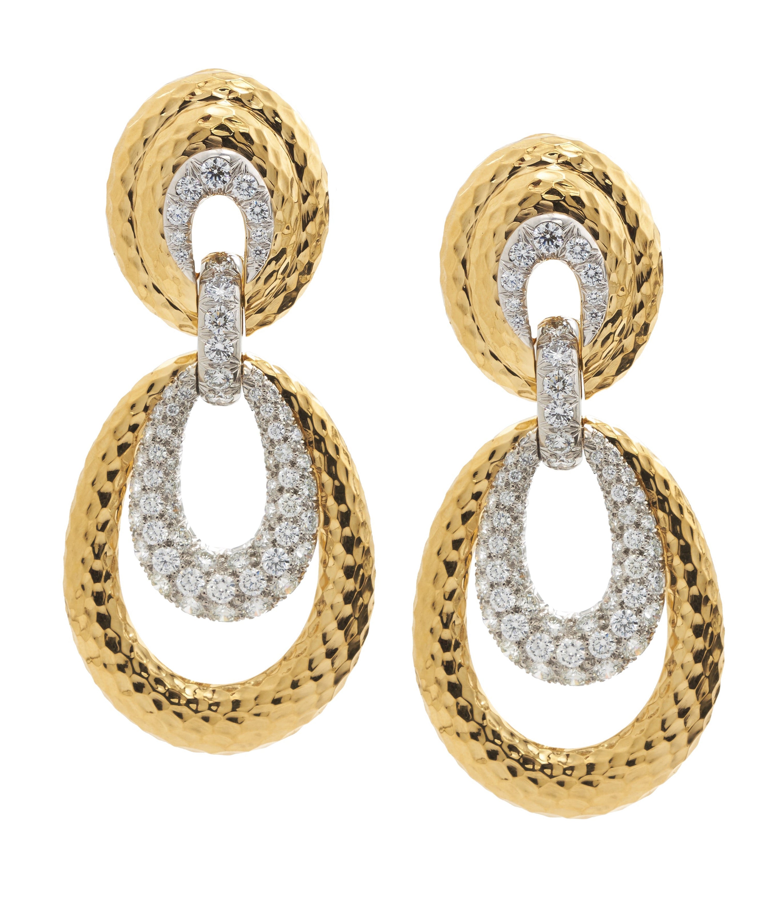 DAVID WEBB, Astor Earrings, Hammered 18K Gold