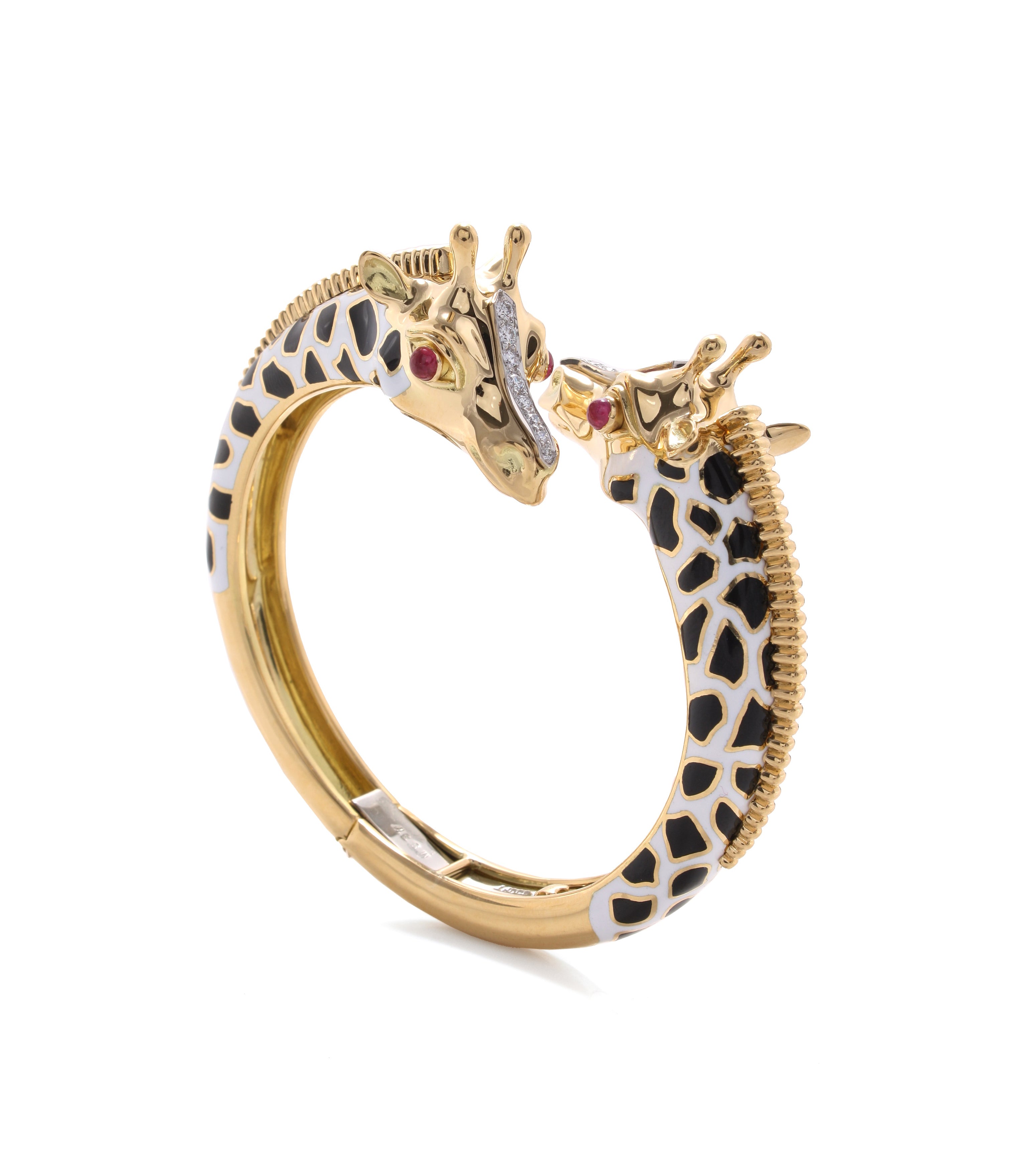 DAVID WEBB, Baby Giraffe Bangle, Black Enamel with Ruby Eyes