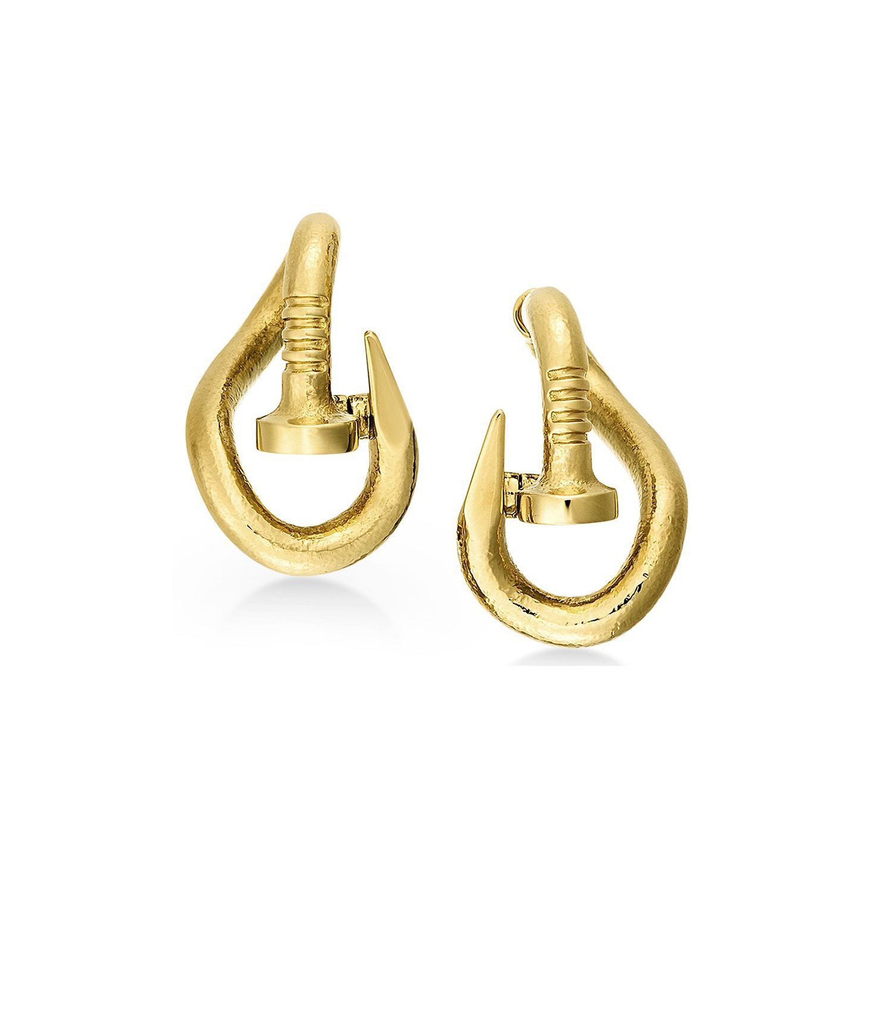 Zanardi, Bent Nail Earrings, Hammered 18K Gold