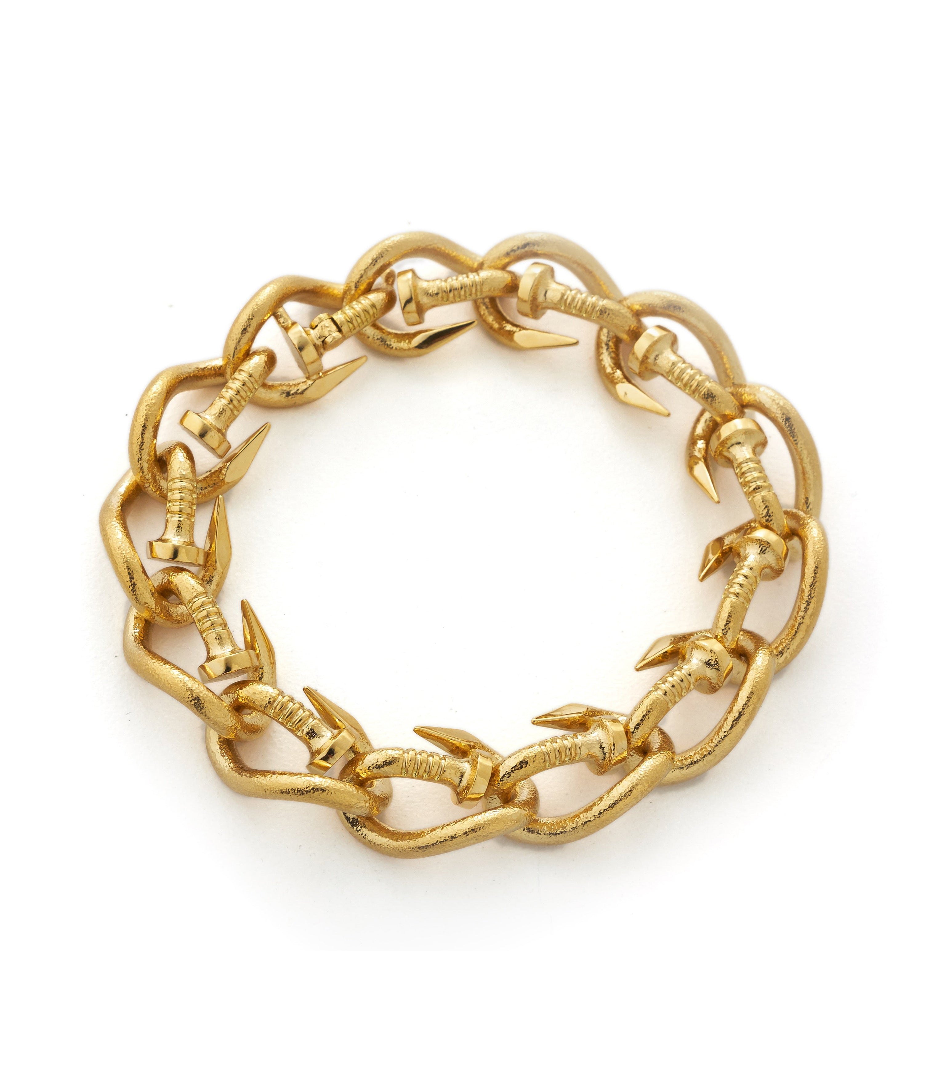 DAVID WEBB, Bent Nail Link Bracelet, Hammered 18K Gold