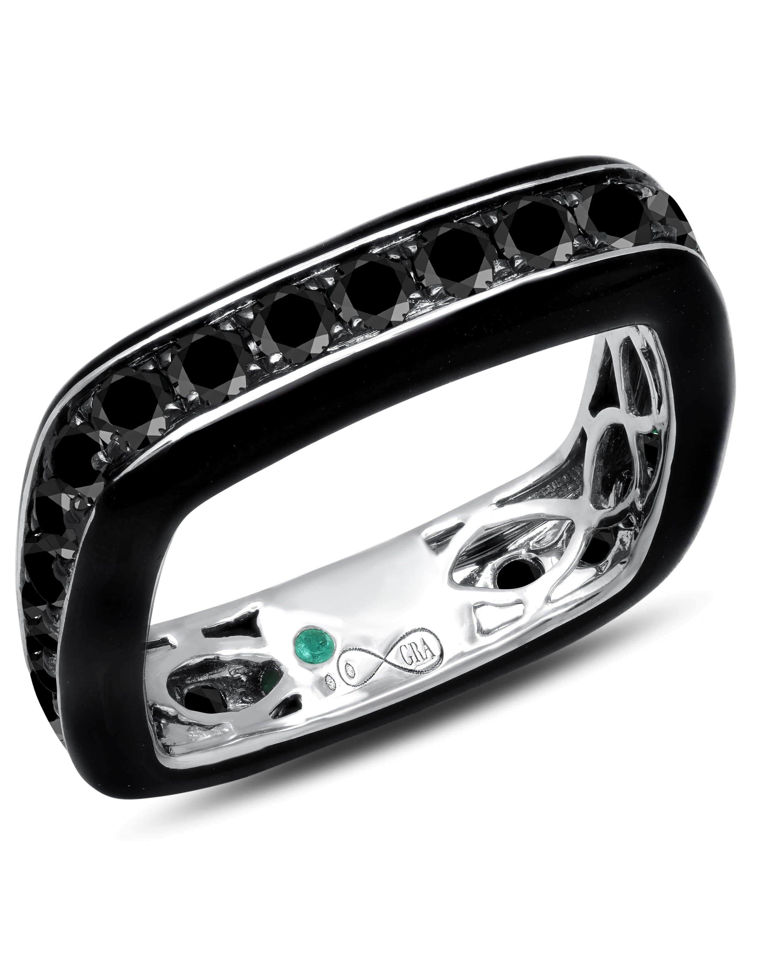 GRAZIELA, Black Diamond Enamel Full Band Ring