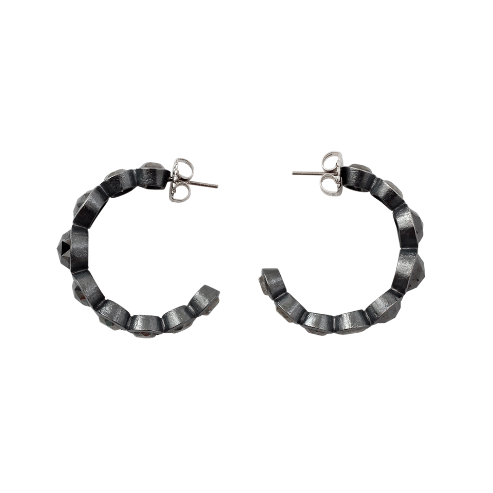 TODD REED, Black Diamond Hoop Earrings