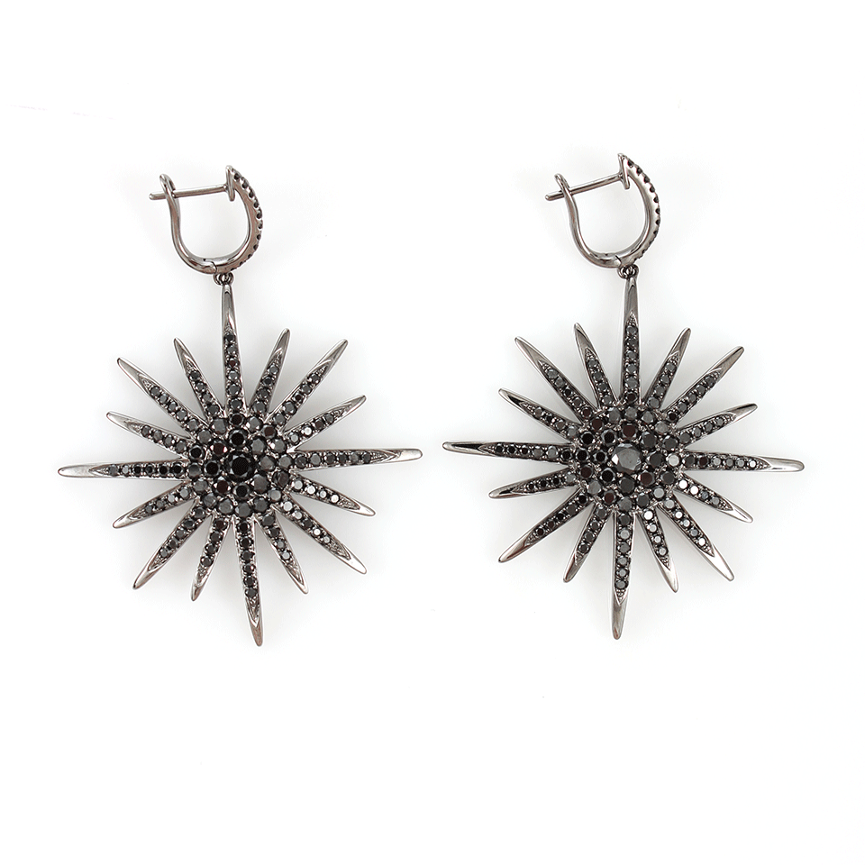 BOCHIC, Black Diamond Starburst Earrings