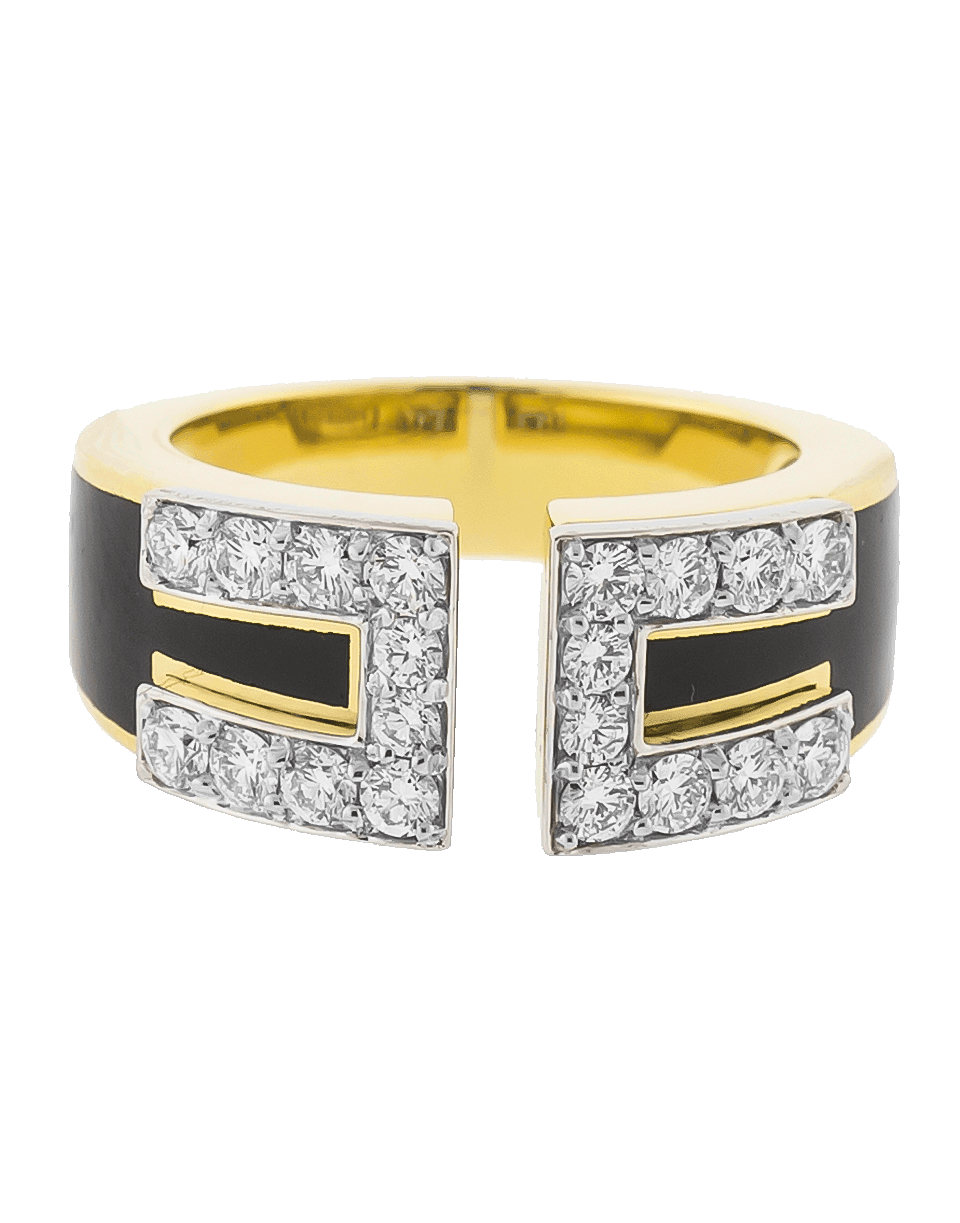 DAVID WEBB, Black Enamel And Diamond Gap Ring