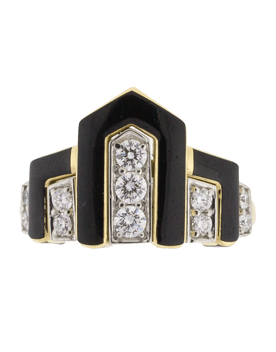 DAVID WEBB, Black Enamel And Diamond Scape Ring