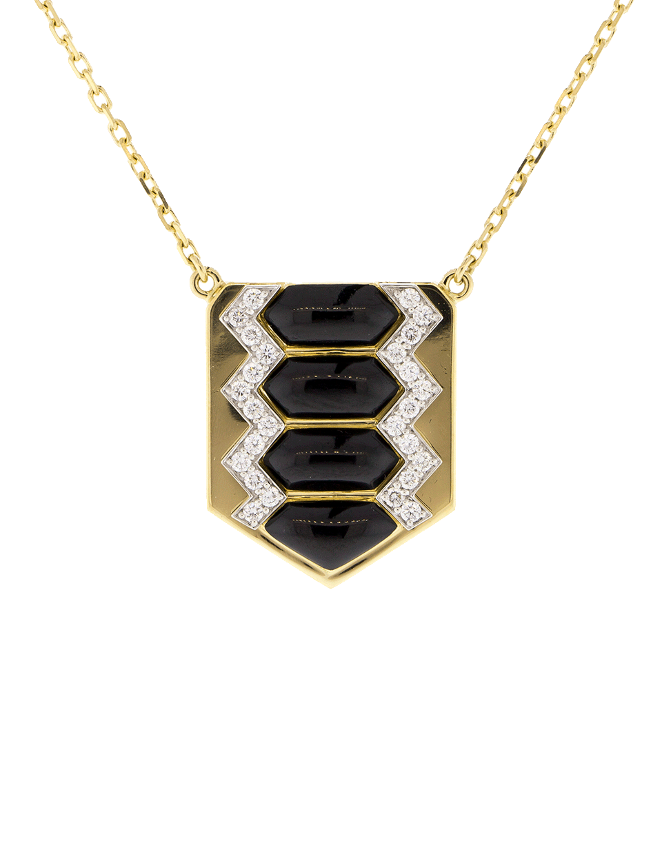 DAVID WEBB, Black Enamel And Diamond Shield Necklace