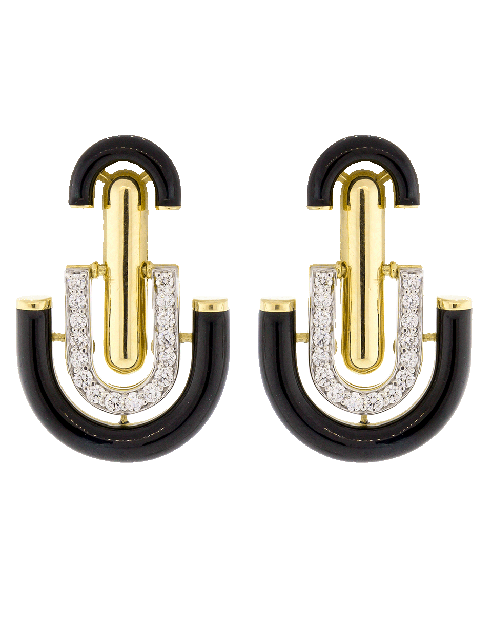 DAVID WEBB, Black Enamel And Diamond Unity Earrings