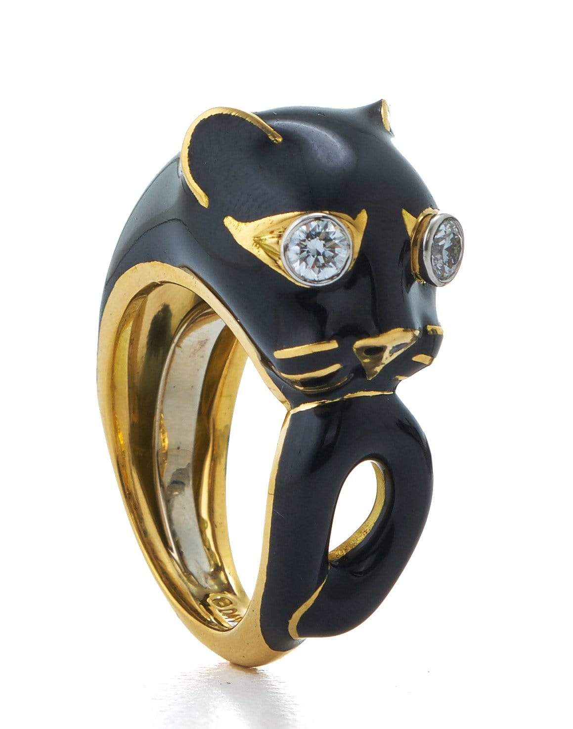 DAVID WEBB, Black Enamel Cat Ring