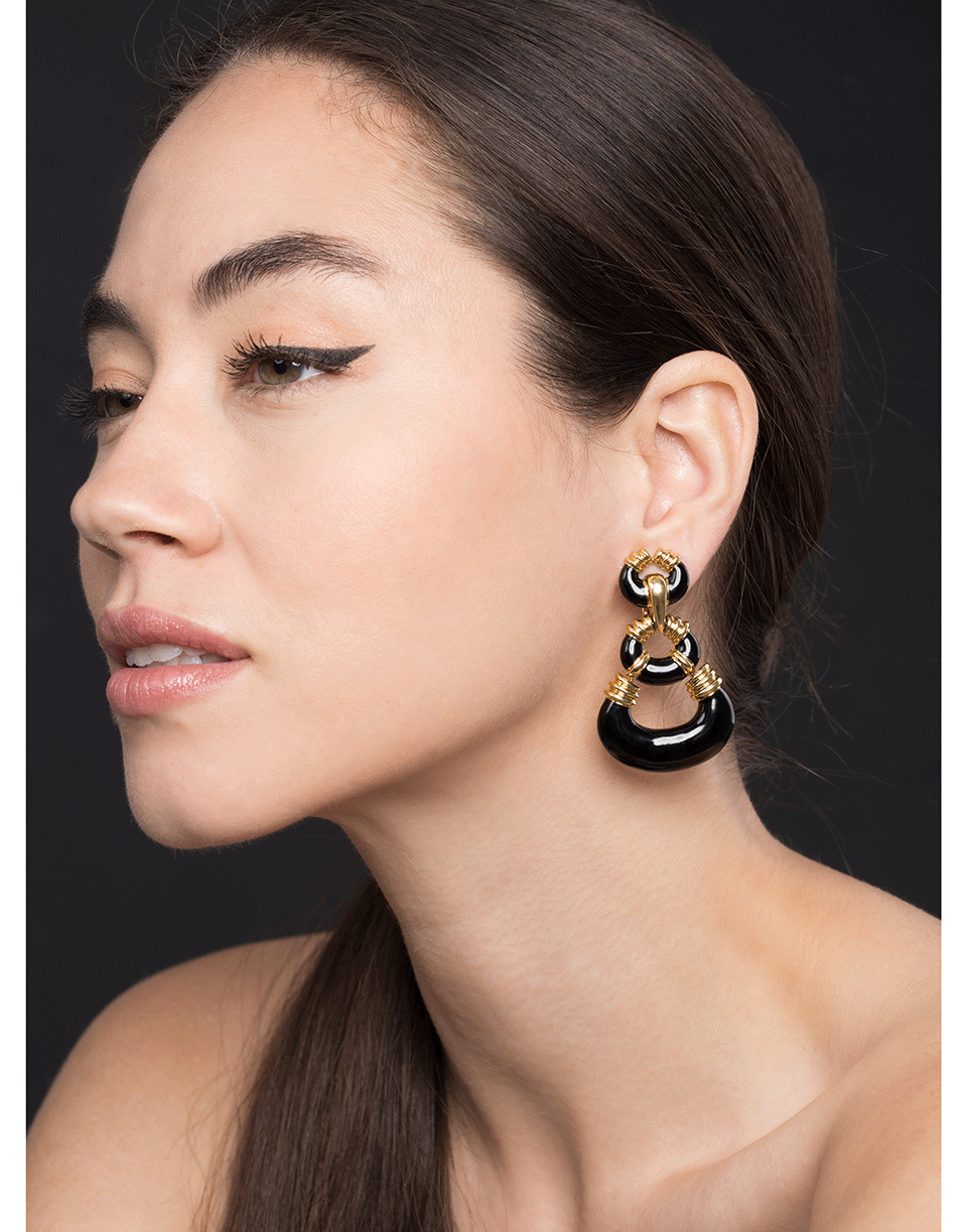 DAVID WEBB, Black Enamel Crescent Earrings