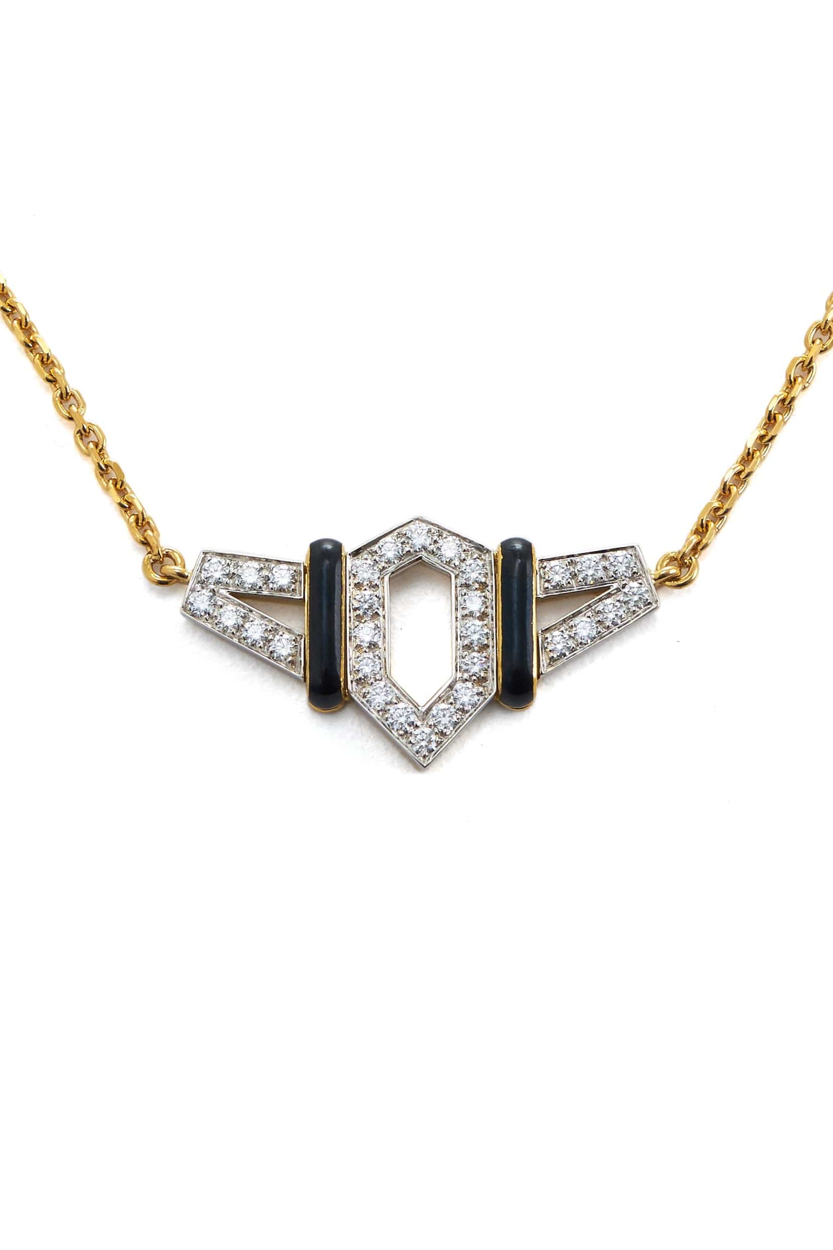 DAVID WEBB, Black Enamel Diamond Flight Necklace