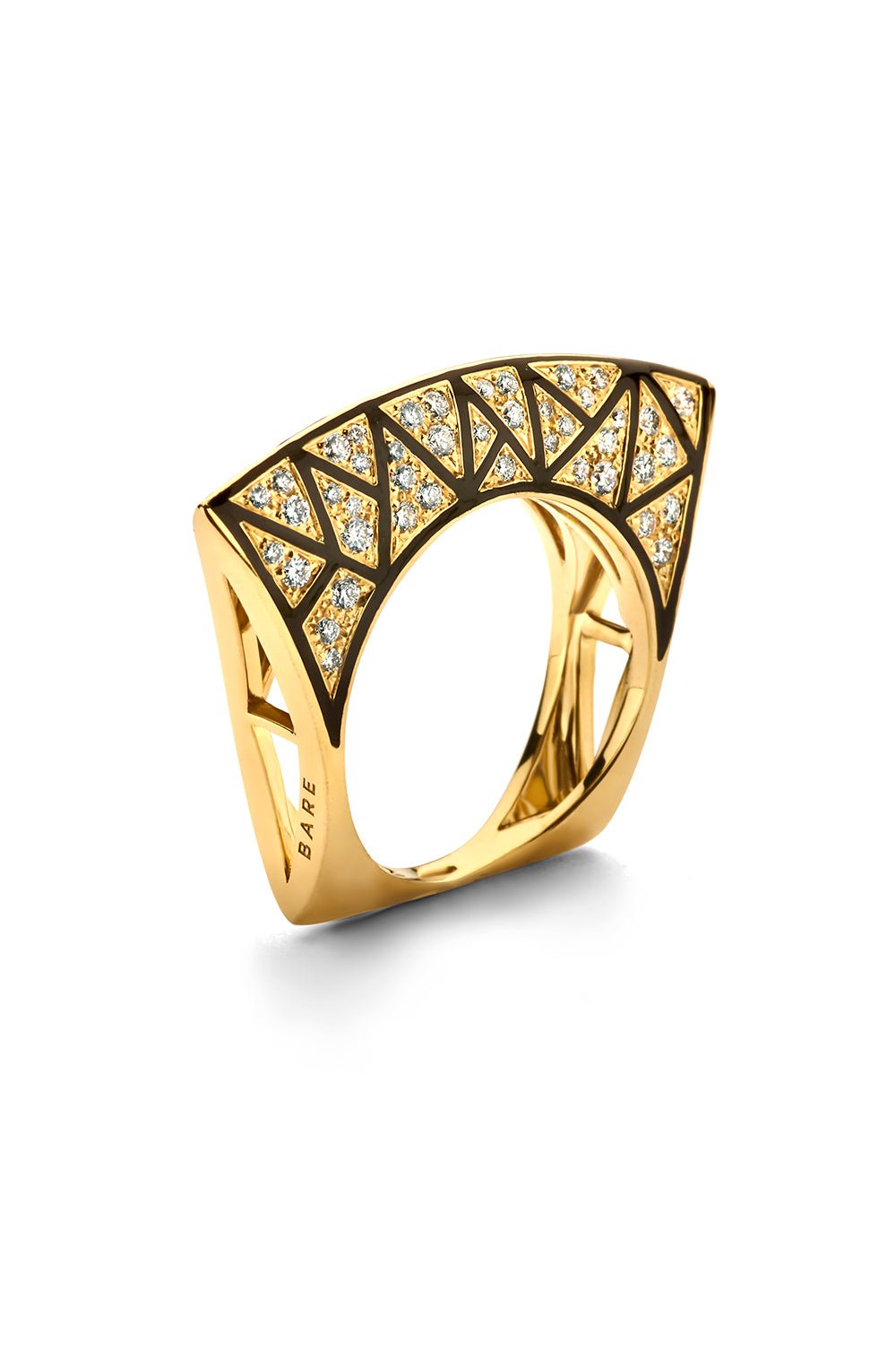 DRIES CRIEL, Black Enamel Diamond Lotus Ring