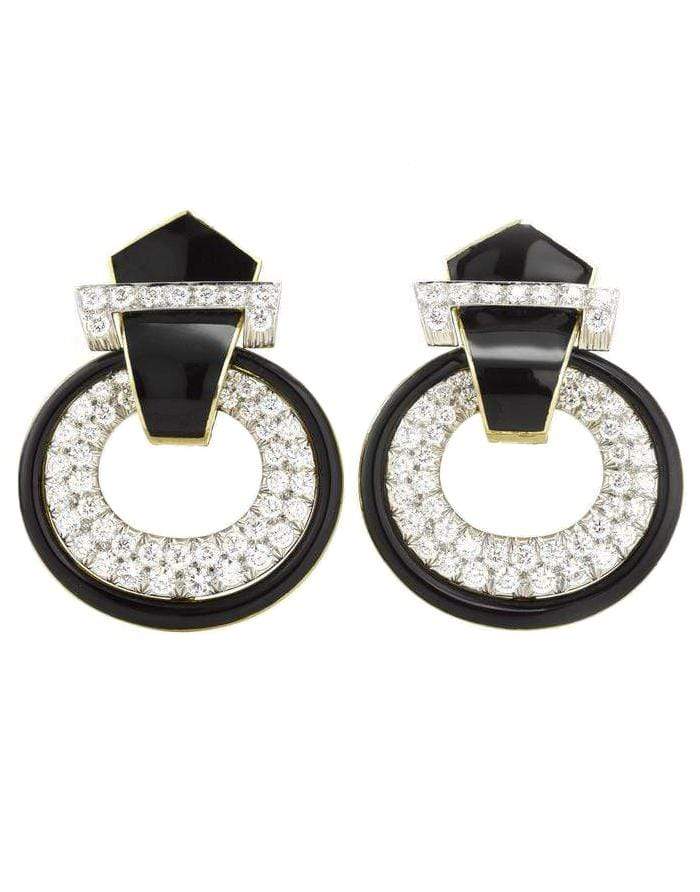 DAVID WEBB, Black Enamel Doorknocker Earrings