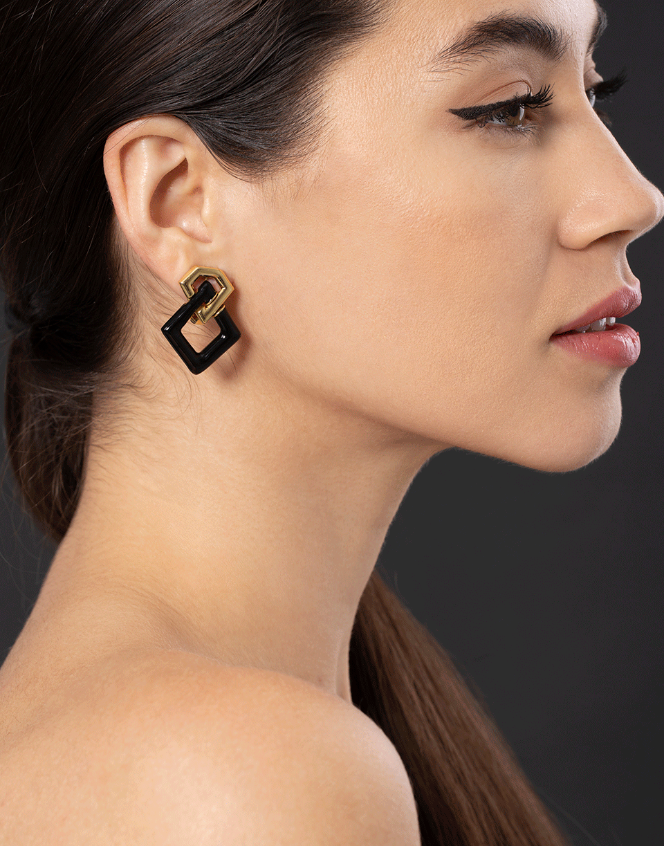 DAVID WEBB, Black Enamel Gold Earrings