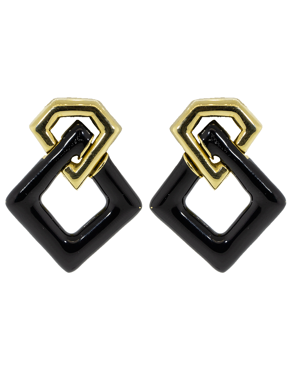 DAVID WEBB, Black Enamel Gold Earrings