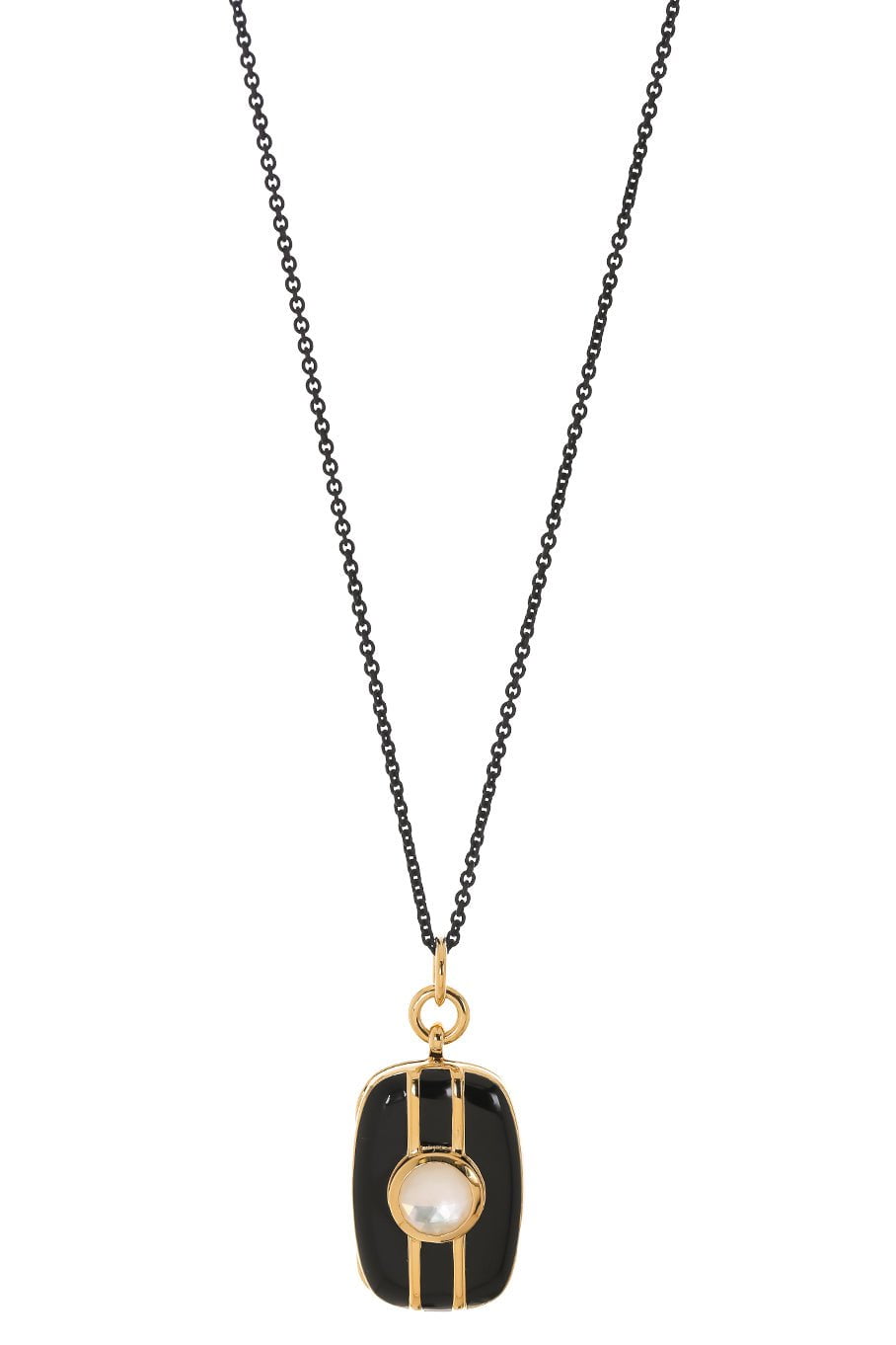 MONICA RICH KOSANN, Black Enamel Locket Necklace