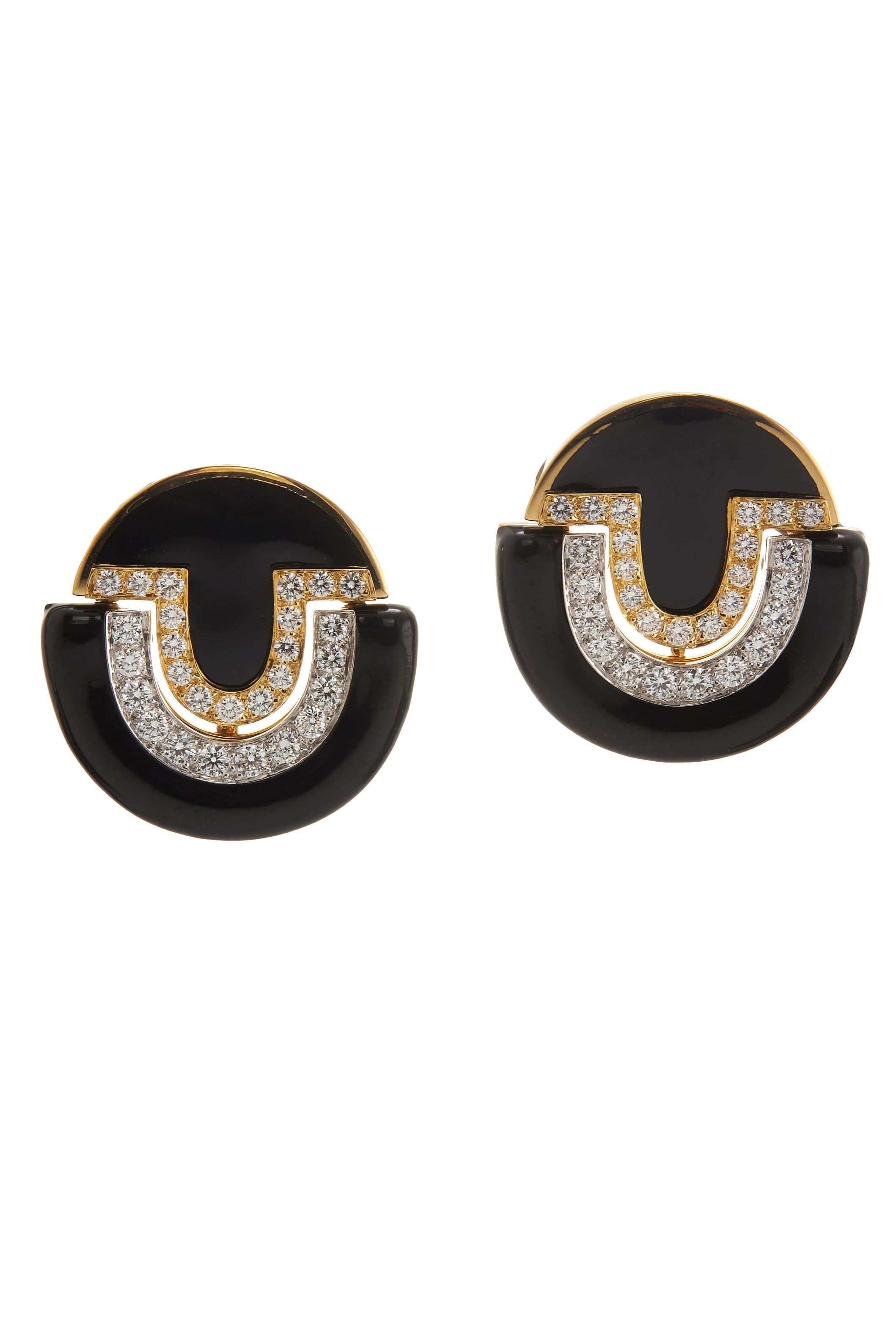 DAVID WEBB, Black Enamel Manhattan Minimalism Earrings