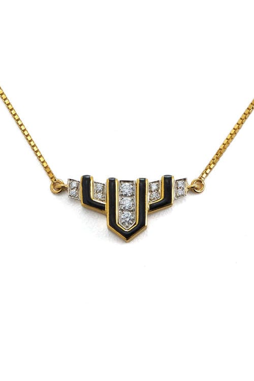 DAVID WEBB, Black Enamel Scape Necklace