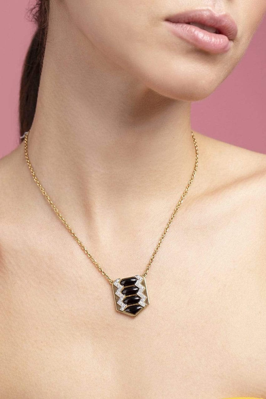 DAVID WEBB, Black Enamel Shield Necklace