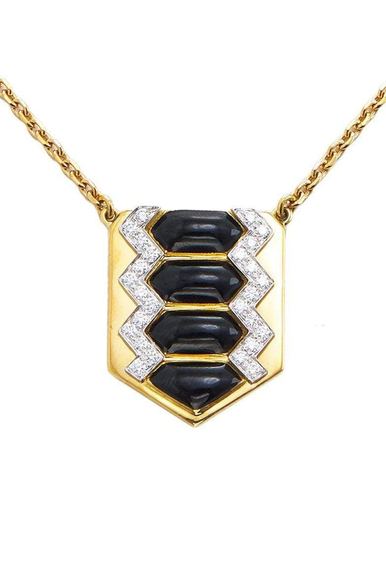 DAVID WEBB, Black Enamel Shield Necklace