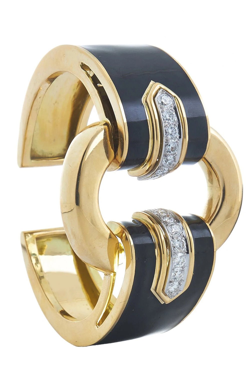 DAVID WEBB, Black Enamel Strap Cuff