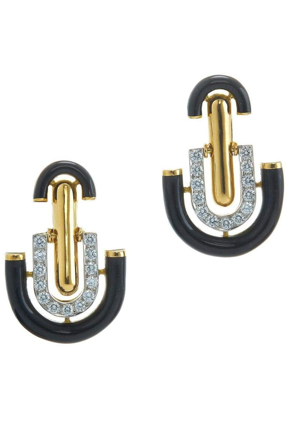 DAVID WEBB, Black Enamel Unity Earrings