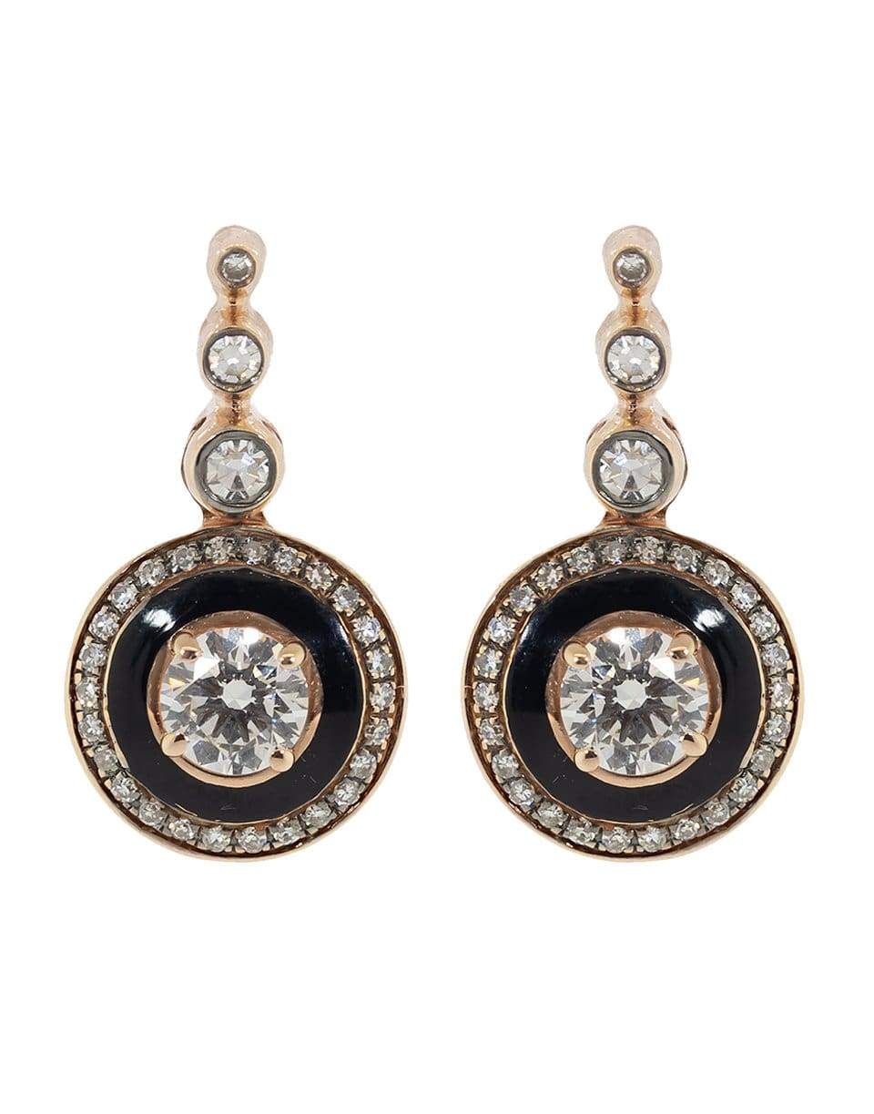 SELIM MOUZANNAR, Black Enamel and Diamond Drop Earrings