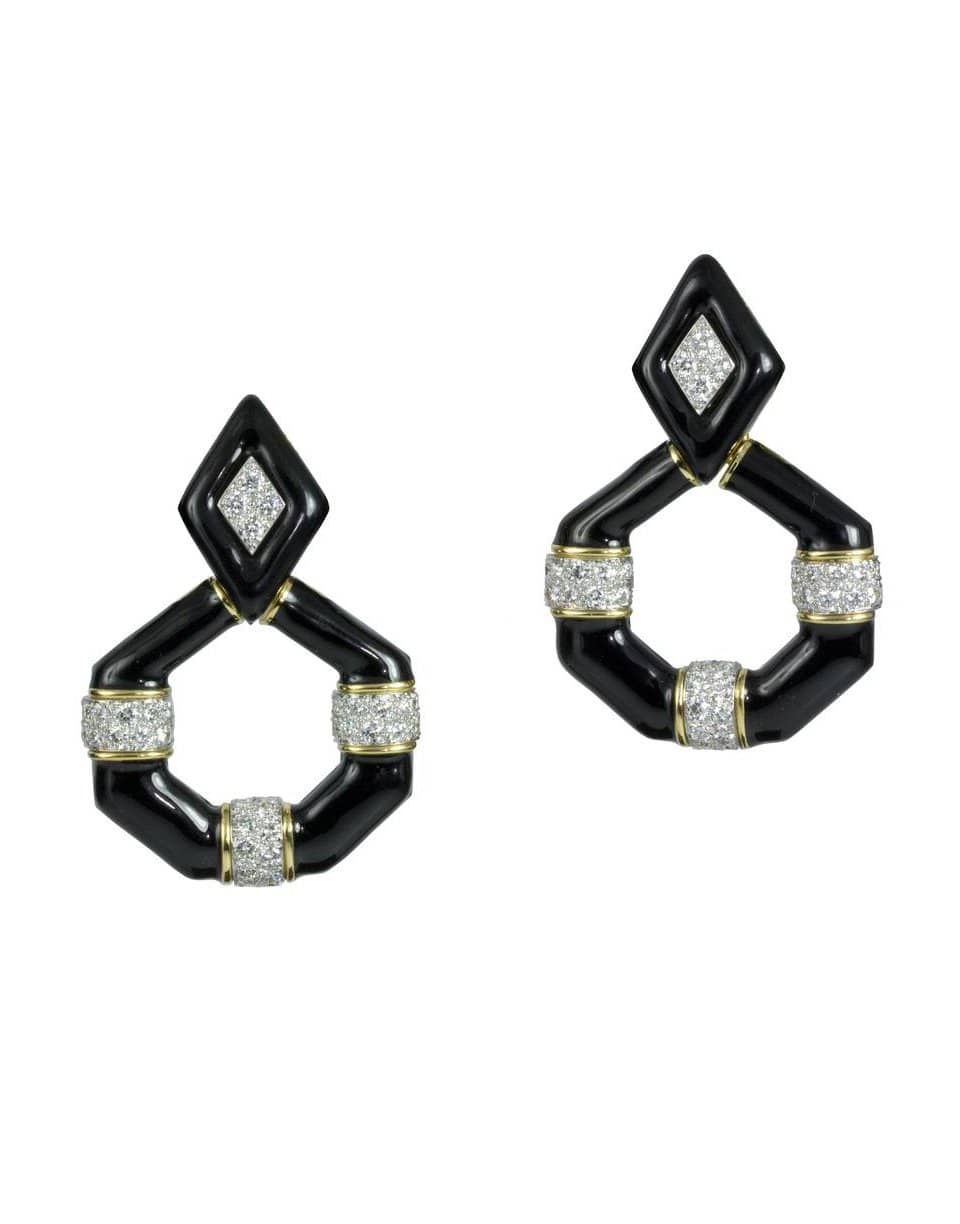 DAVID WEBB, Black Enamel and Diamond Earrings