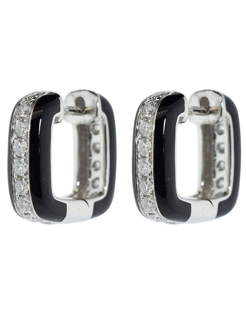 GRAZIELA, Black Enamel and Diamond Huggies