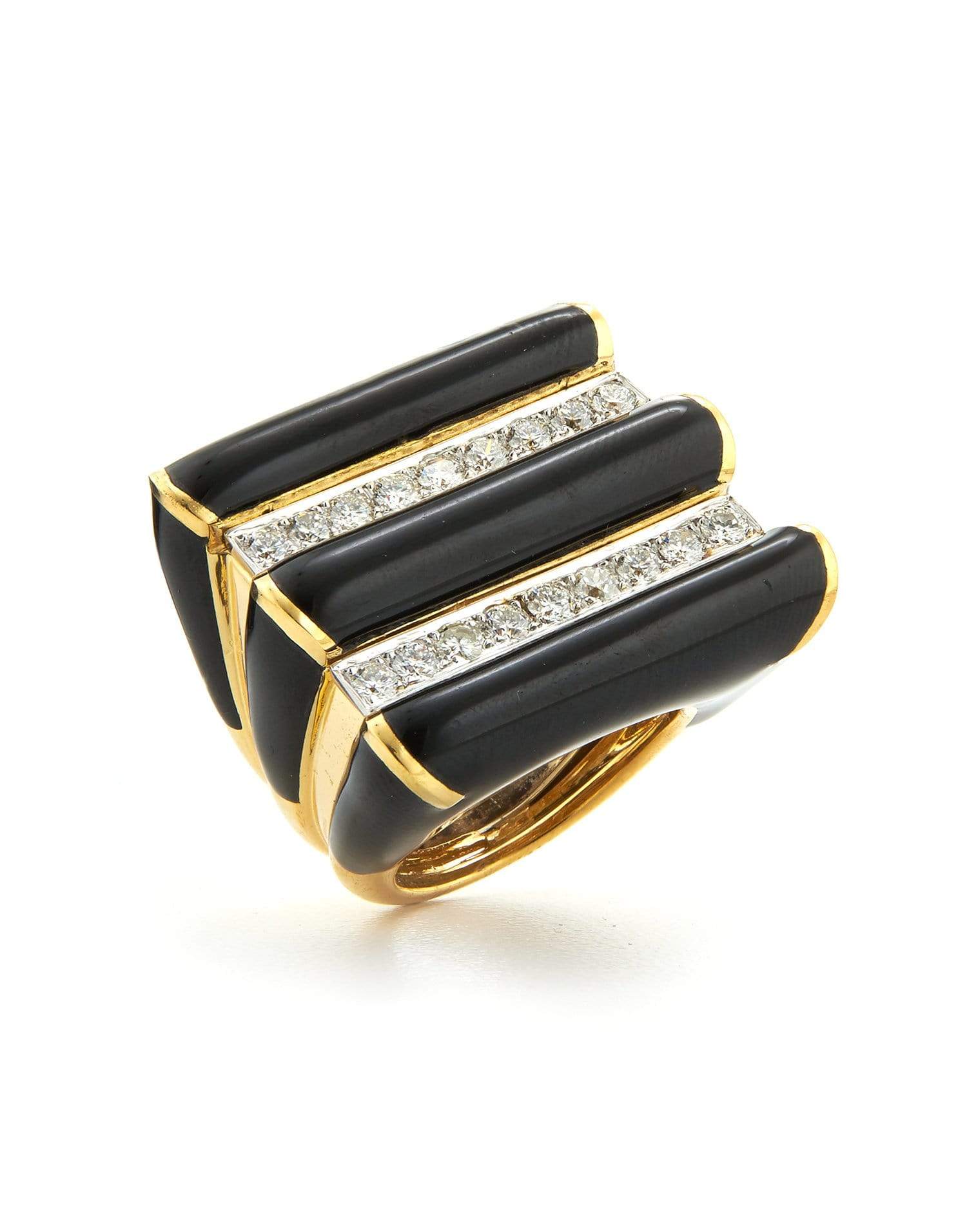 DAVID WEBB, Black Enamel and Diamond Radiator Ring