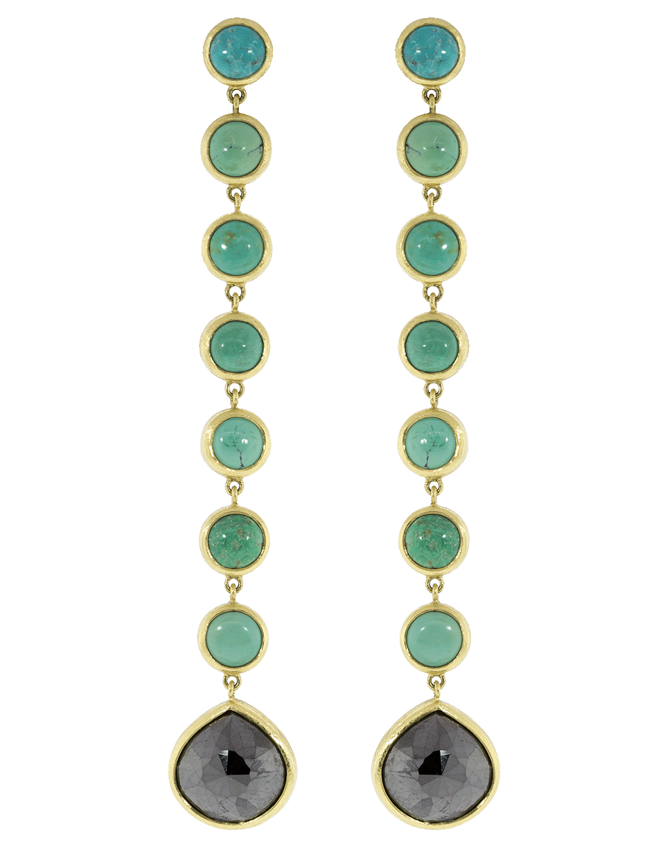 TODD REED, Black Fancy Diamond And Turquoise Drop Earrings