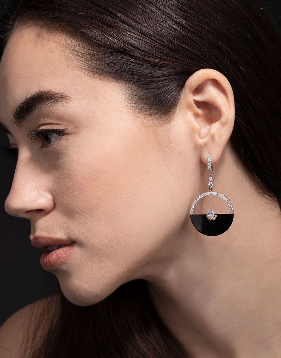 MARIANI, Black Half Moon and Diamond Earrings