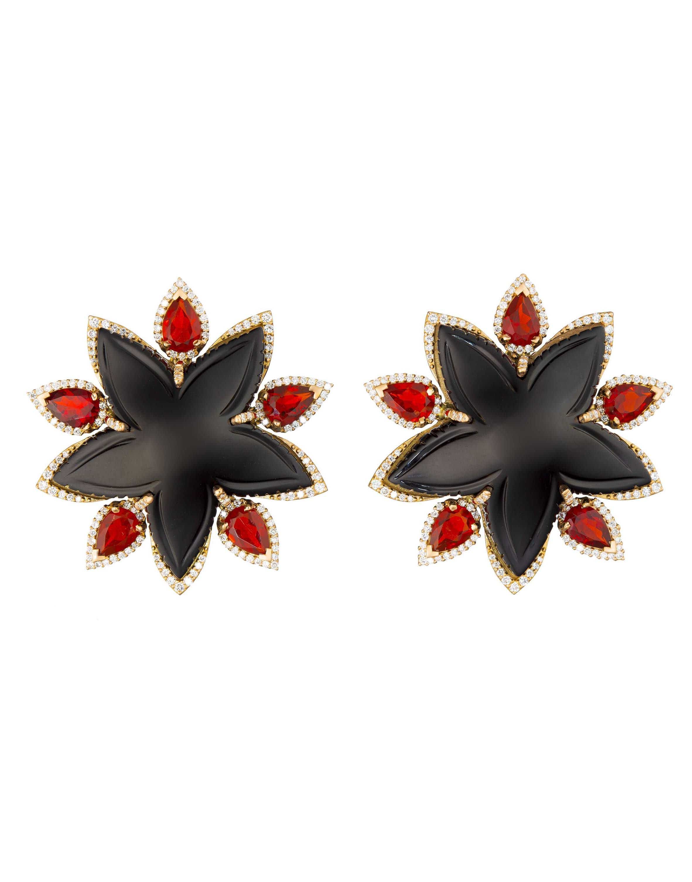 GUITA M, Black Jade and Fire Opal Starfish Earrings