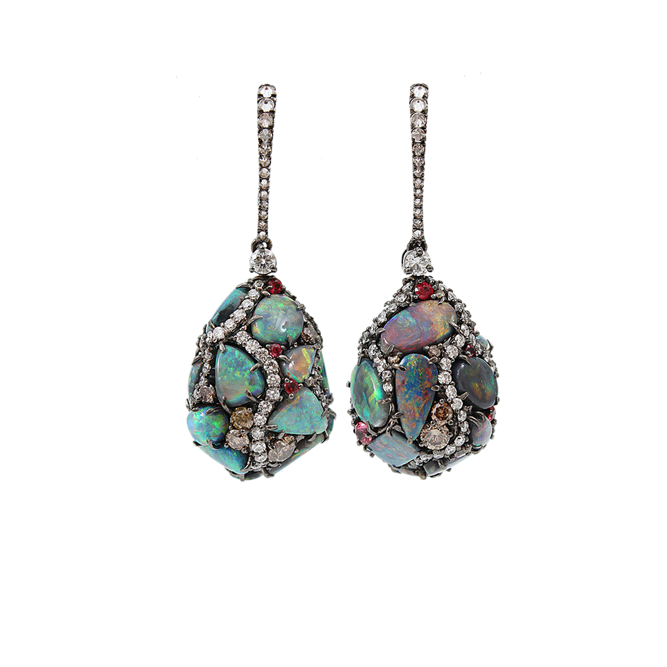 ARUNASHI, Black Opal Egg Drop Earrings