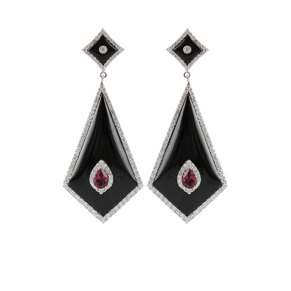 BOCHIC, Black Resin, Ruby, and Diamond Earrings