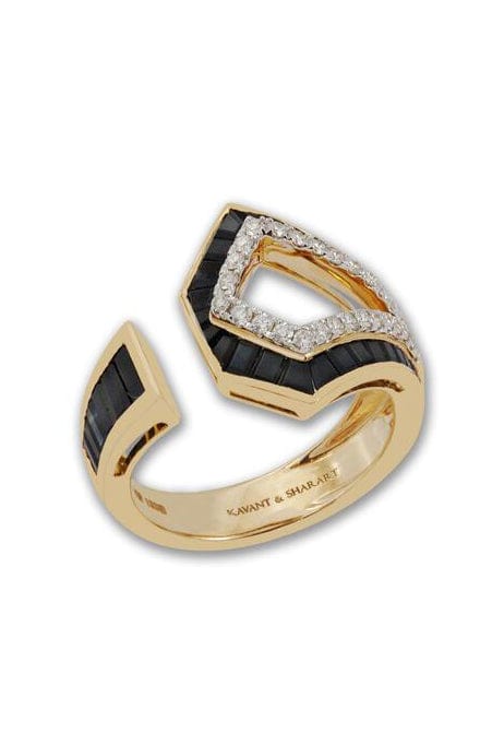 KAVANT & SHARART, Black Sapphire and Diamond Origami Link No. 5 Ring