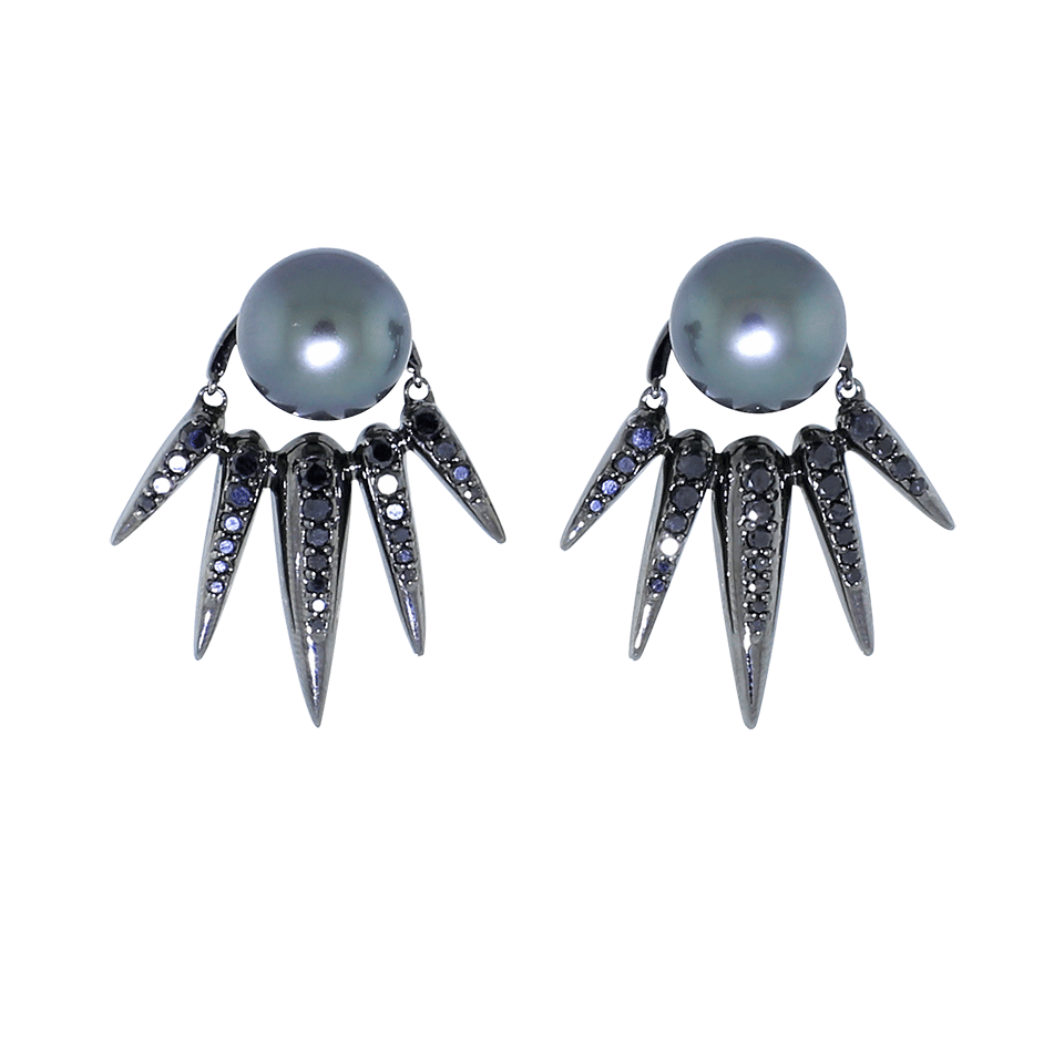 NIKOS KOULIS, Black Tahitian Pearl And Black Diamond Spectrum Earrings