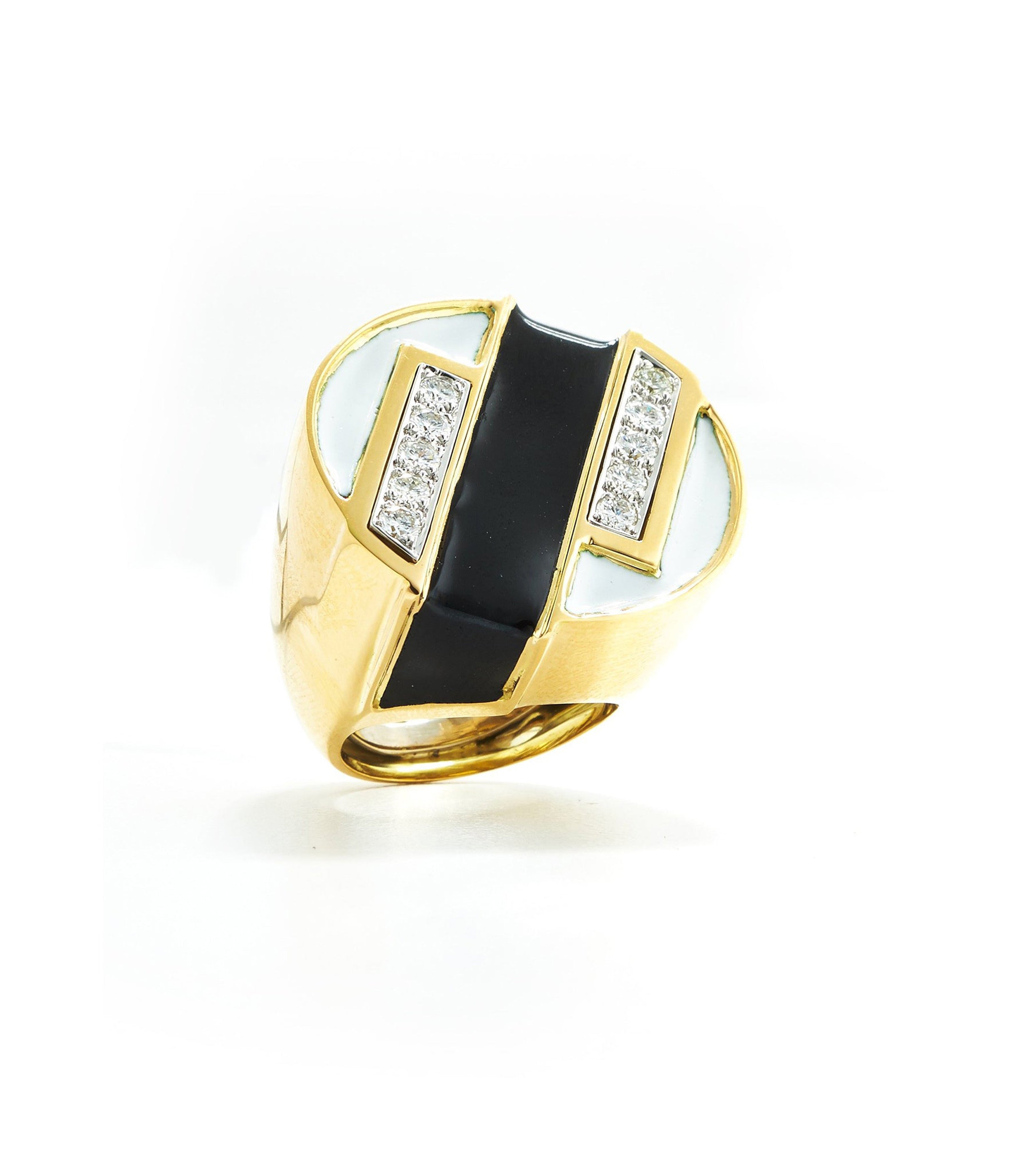 David Webb Workshop, Black and White Enamel Ring