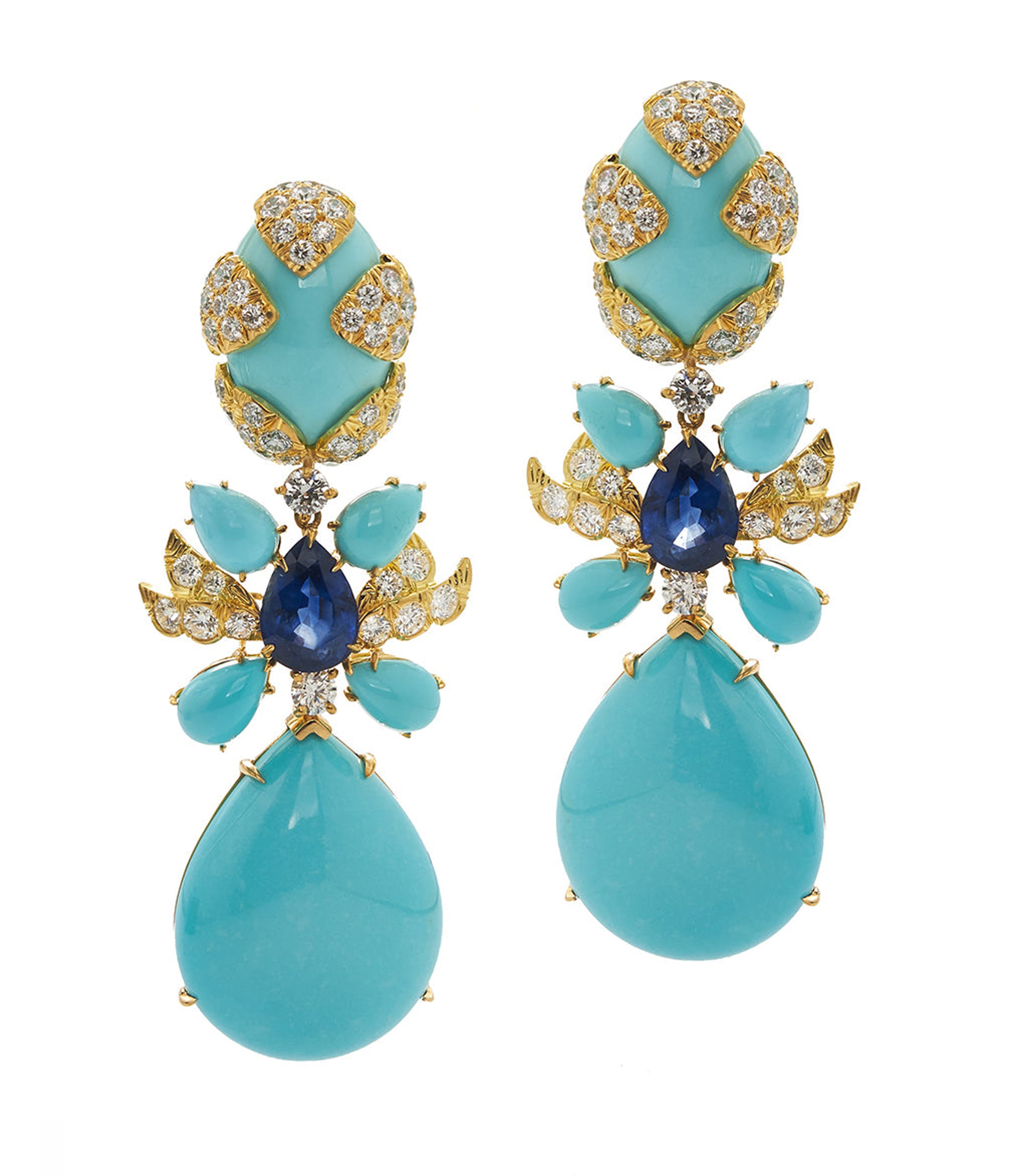 DAVID WEBB, Blossom Earrings, Sapphire