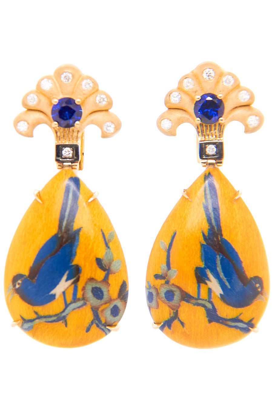 SILVIA FURMANOVICH, Blue Bird Marquetry Earrings