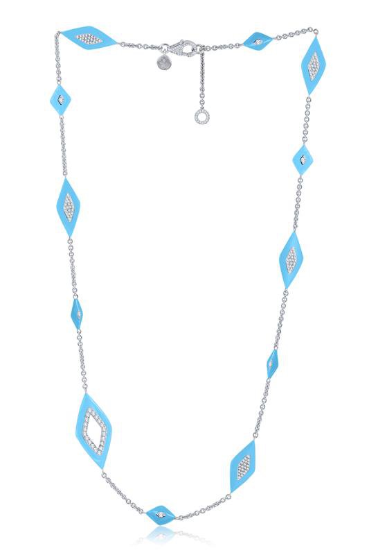 SUTRA, Blue Ceramic Diamond Necklace