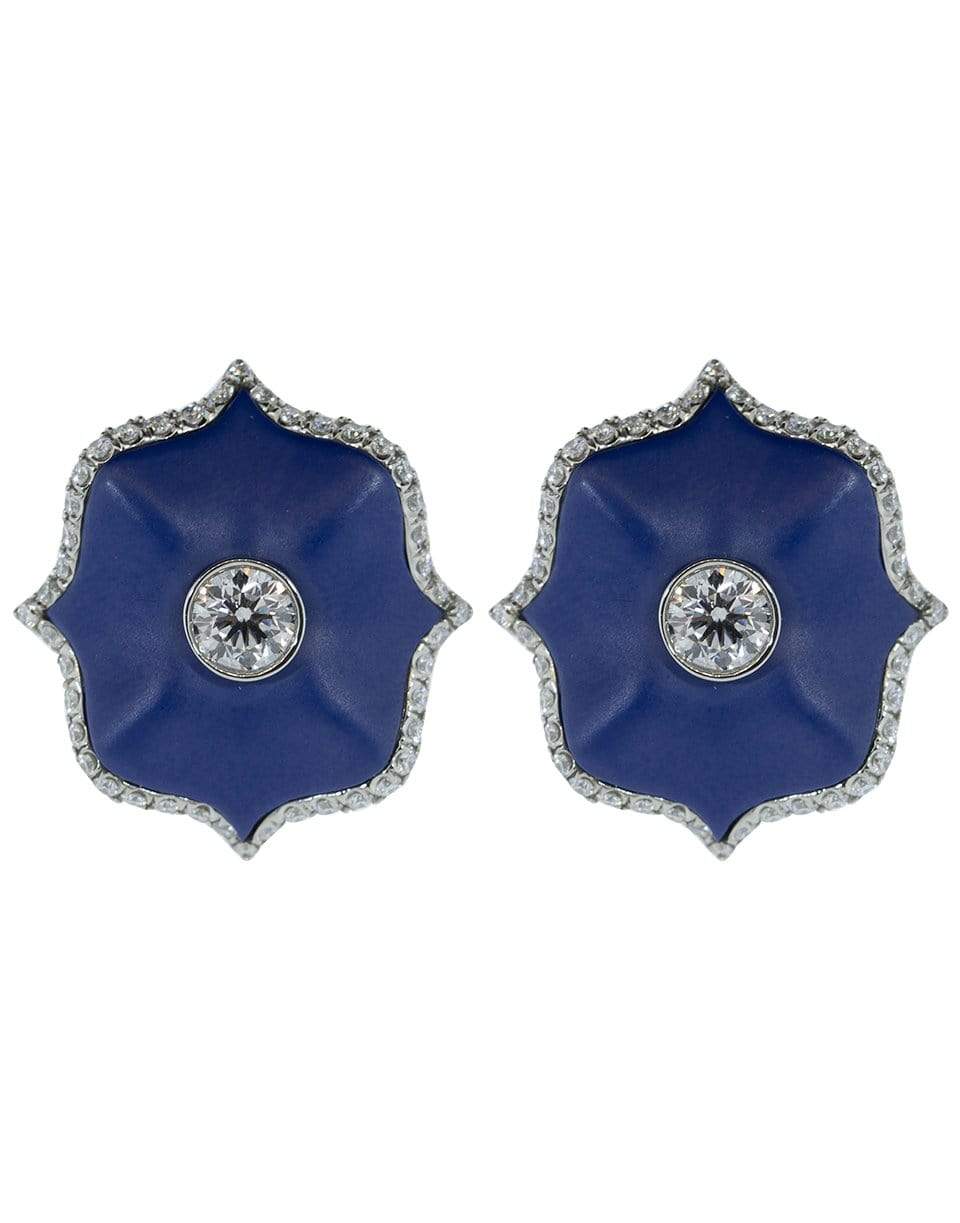 BAYCO, Blue Ceramic Mini Lotus Earrings