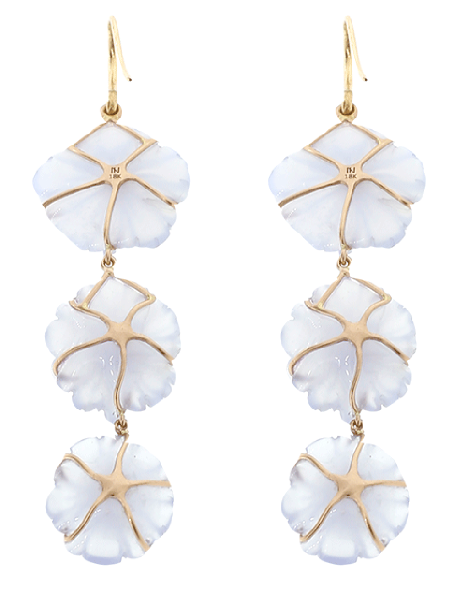 IRENE NEUWIRTH JEWELRY, Blue Chalcedony Carved Flower Earrings