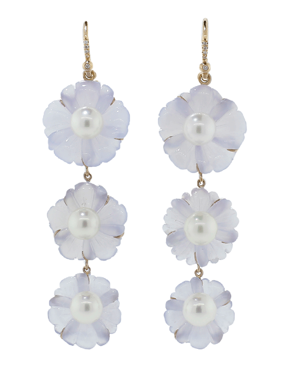 IRENE NEUWIRTH JEWELRY, Blue Chalcedony Carved Flower Earrings