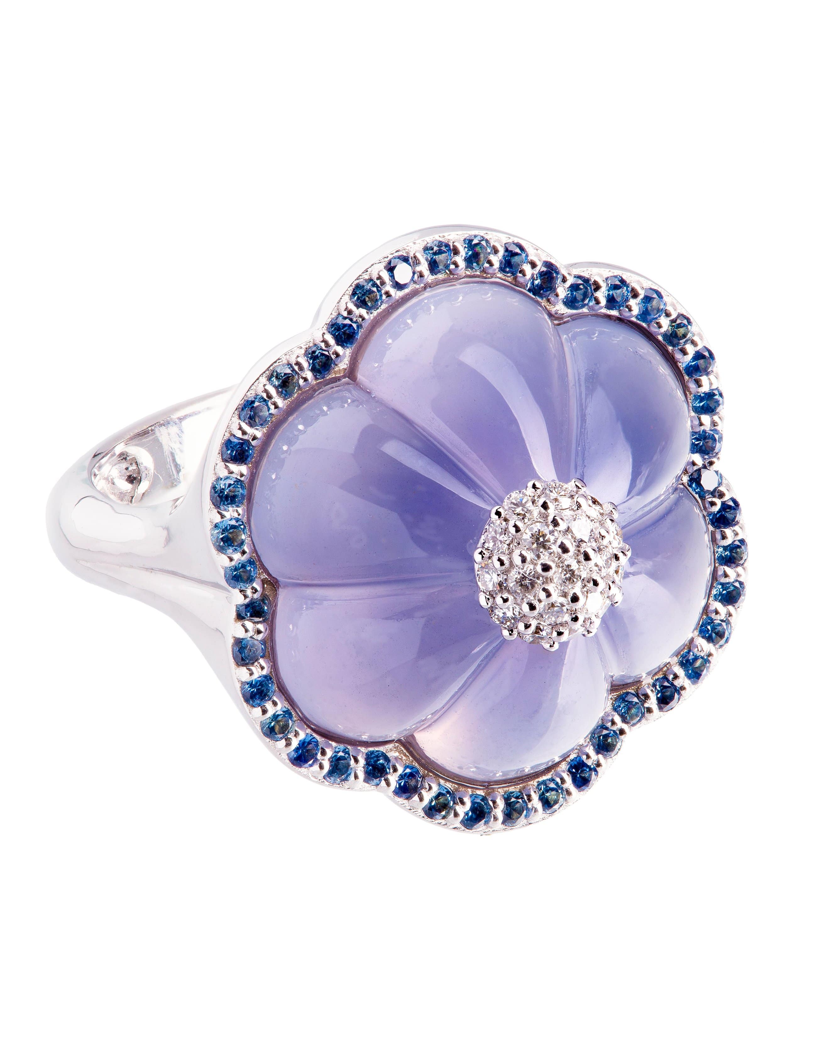 GUITA M, Blue Chalcedony and Blue Sapphire Ring