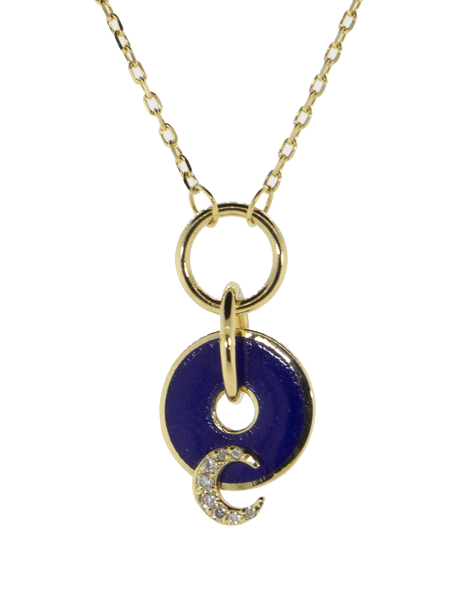 FOUNDRAE, Blue Crescent Disc Necklace