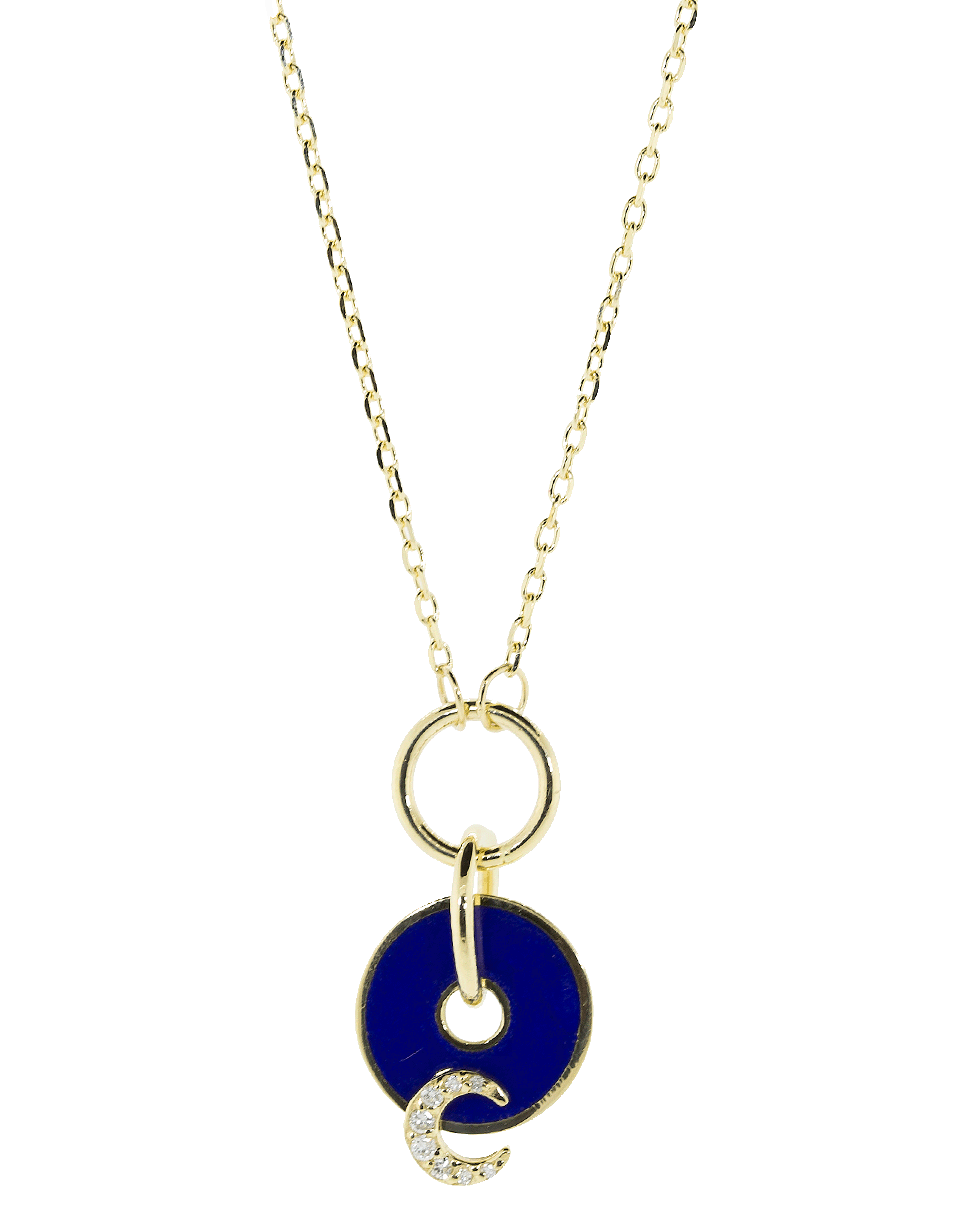 FOUNDRAE, Blue Crescent Disc Necklace